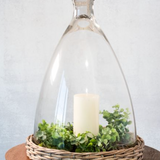 Glass Cloche with Woven Base – 17.7"