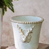 5.7" Gold Wash Cement Deer Planter