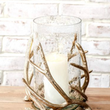 10" Gold Antler Hurricane Glass