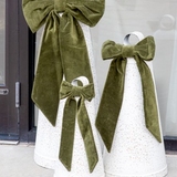 White Bells With Green Velvet Bow