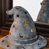 9.5" Weathered Black Cement Witch Hat