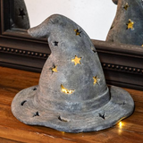 8" Weathered Black Cement Witch Hat