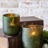 Green Glass Candle Holders