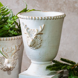 7.5" Gold Wash Cement Deer Urn Planter