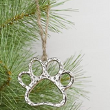 Silver Dog Paw Ornament