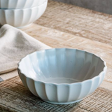 White Ribbed Scallop Edge Ceramic Bowl | 6"