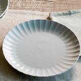 White Ribbed Scallop Edge Ceramic Dinner Plate | 10.25"