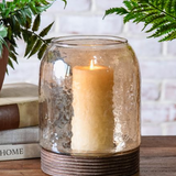 Textured Glass Hurricane Candle Holder | 9x7"