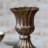 Antique Bronze Scallop Rim Pedestal Urn | 6"