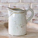White Distressed Ceramic Pitcher | 6"