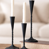 Matte Black Twisted Taper Candle Holder