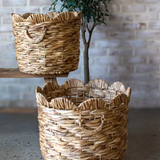 Petal Top Woven Seagrass Basket