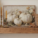 White Pumpkins With Autumn Florals | 16x10