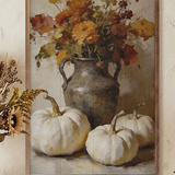 Autumn Floral And White Pumpkin Arrangement | 10x16
