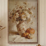 Soft Autumn Floral And Pumpkin Still Life | 16x24