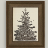 Vintage Pine Tree Framed Antique Art | 8x10"