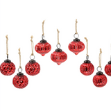2.5" Ruby Glass Ornaments | SET of 9