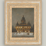 Ice Scating Framed Antique Art | 10x12"
