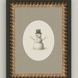 Oval Snowman Framed Antique Art | 5x7"
