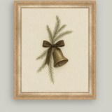 Bell With Pine Framed Antique Art | 20x24"
