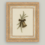 Bell With Pine Framed Antique Art | 10x12"