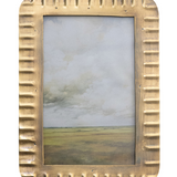 Metal Ribbed Photo Frame, Antique Gold Finish