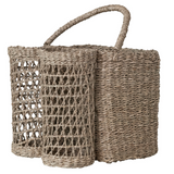 Hand-Woven Seagrass Picnic Basket with Bottle Holders