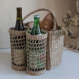Hand-Woven Seagrass Picnic Basket with Bottle Holders