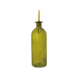 Olive Glass Oil Cruet with Gold Metal Stopper