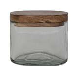 Hand-Blown Glass Jar with Mango Wood Lid