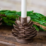 3.5" Wash Pinecone Candle Holder