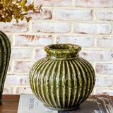 7" Green Terra Cotta Rounded Vase