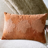 Velvet Burnt Orange Leaf Pillow | 12x18"