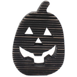 8" Black Ridged Wood Jack O Lantern