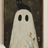 Ghost With Cat On Head | 10x16