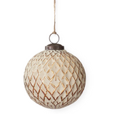 4" Cream & Gold Glass Ornament