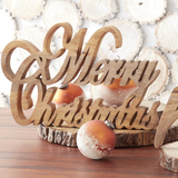 17" Dark Brown Wood Merry Christmas Cutout