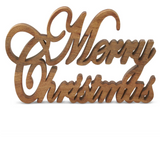 17" Dark Brown Wood Merry Christmas Cutout