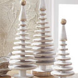 Whitewashed Gold Gilded Wood Disk Trees | 10", 12.5", 14"