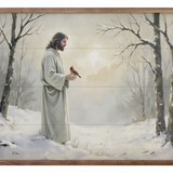 Cardinal And Jesus In Snow | 24x16
