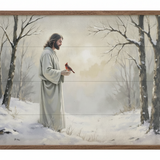 Cardinal And Jesus In Snow | 16x10