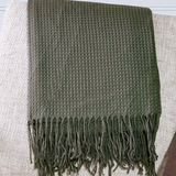Olive Green Waffle Throw | 50 x 60"