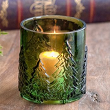 4" Green Glass Tree Candle Holder