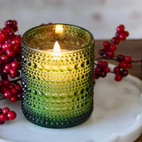 4" Green LED Beaded Glass Candle