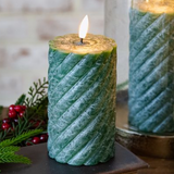 5" LED Green Twist Pillar Candle