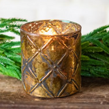 5" Gold Check Candle Holder