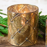 5.5" Gold Check Candle Holder