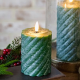 4" LED Green Twist Pillar Candle