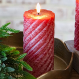 6" LED Red Twist Pillar Candle
