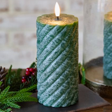 6" LED Green Twist Pillar Candle